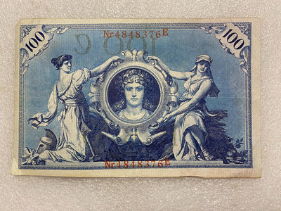 【二手】 德國1908年100馬克紙幣1118 錢幣 紙幣 硬幣【經典錢幣】