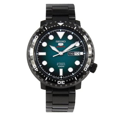 SEIKO精工 手錶專賣店 SRPC65J1 日製運動機械男錶 不鏽鋼錶帶 鍍黑X湖綠 防水100米