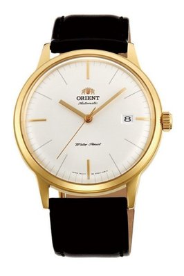 【幸福媽咪】ORIENT 東方錶DATE系列 巨蛋玻璃機械錶 皮帶款 金色 FER2400JW