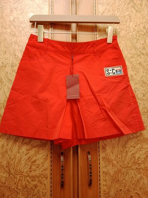 全新 【唯美良品】 SHIATZY CHEN夏姿 桔紅色棉質真絲壓摺高質感短褲 ~ W830-6659  38.