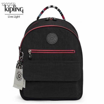 小Z代購#Kipling 猴子包 K16841 亞麻黑拼彩背帶 拉鍊夾層輕量雙肩後背包 輕量 大容量 防水