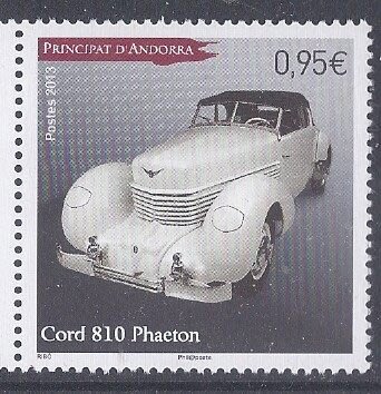 2013年法屬D'Andorra 古董車Cord 810 Phaeton郵票