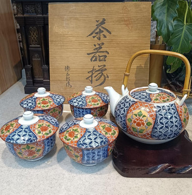 日本有田燒德三郎茶具套裝 一壺四蓋杯