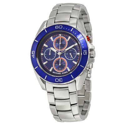 【芝加哥美國代購 】MICHAEL KORS 藍面銀色不銹鋼計時 手錶 男錶 MK8461 (含運5280)