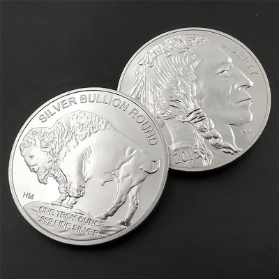 現貨熱銷-美國野牛紀念幣印第安人硬幣 美洲野生動物幣收藏硬幣鍍銀外幣
