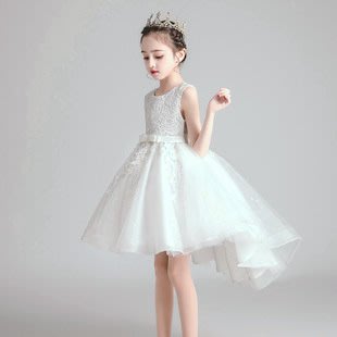 新竹金奇童裝女童公主裙禮服白色燕尾洋裝花童禮服洋裝兒童拖尾禮服洋裝