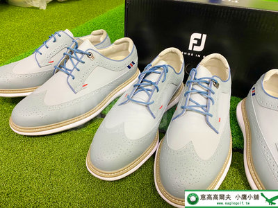 [小鷹小舖]FootJoy GOLF 高爾夫球鞋 男仕 有釘 57912Z 特製FitBed®鞋墊 腳下支撐緩衝 灰藍色