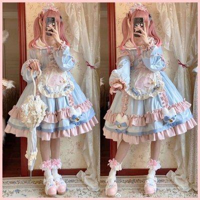 尤衣閣-⭐Lolita洋裝連身裙⭐蘿莉塔洋裝 貓貓甜品站春秋款冬款 Lolita裙子可愛lo-質量保證