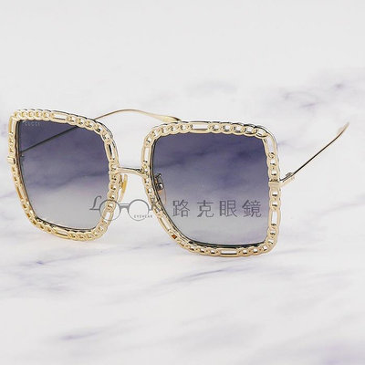 Gucci 太陽眼鏡 金色 漸層鏡片 眼鏡鏈雙G吊飾 GG1033S 002