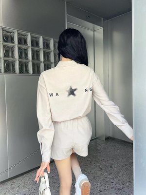 【熱賣精選】  Alexander Wang 新款polo領印花襯衫套裝獨特印花logo簡單大方高級灰明星同款