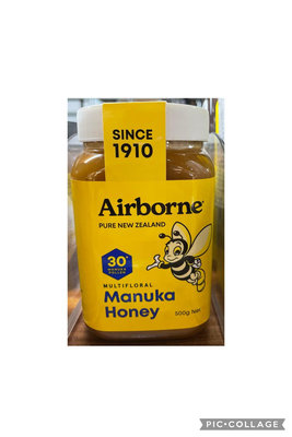Airborne 紐西蘭 艾爾邦 麥蘆卡百花蜂蜜(花粉30+ )500g/瓶 最新到期日:2027/9/18 manuka honey
