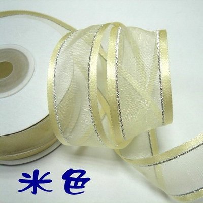 ~Jane′s Gift~Ribbon 8分雪紗緞邊+銀線(SE009-08S)，用於包裝 服飾配件