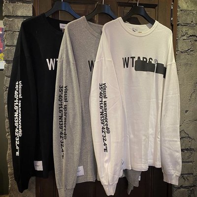 19AW Wtaps Side Effect Design LS 01 Tee 黑色長袖T恤大學T t-shirt