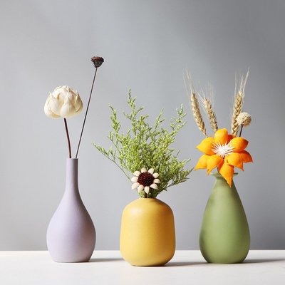 漫友擺件 輕奢北歐風陶瓷小花瓶創意簡約家居客廳裝飾干花插花擺件桌面花器