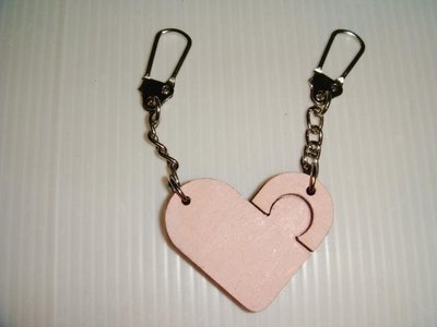 手工製 情侶愛心 鑰匙圈 (2個一組) 粉紅