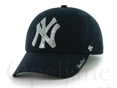 現貨 NEW YORK YANKEES 47 BRAND美國職棒洋基隊可調式棒球帽鴨舌帽海軍藍色亮片明星 藝人昆凌 最愛