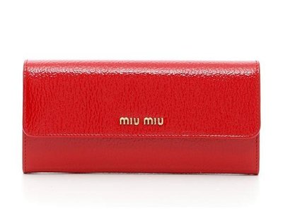 EZ Fashion 17SS義大利進口真品Miu Miu真品 5MH379扣式長夾/錢包/皮夾-紅