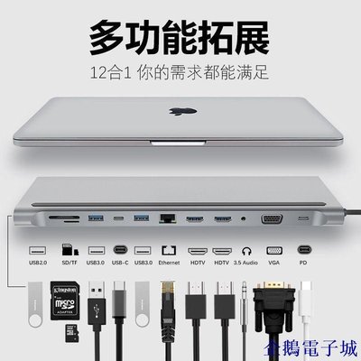 溜溜雜貨檔【上新】typec拓展塢macbook筆記本多功能轉換器USB-C轉HDMI千兆雙屏擴展