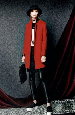 高美芬 紅色羊毛外套