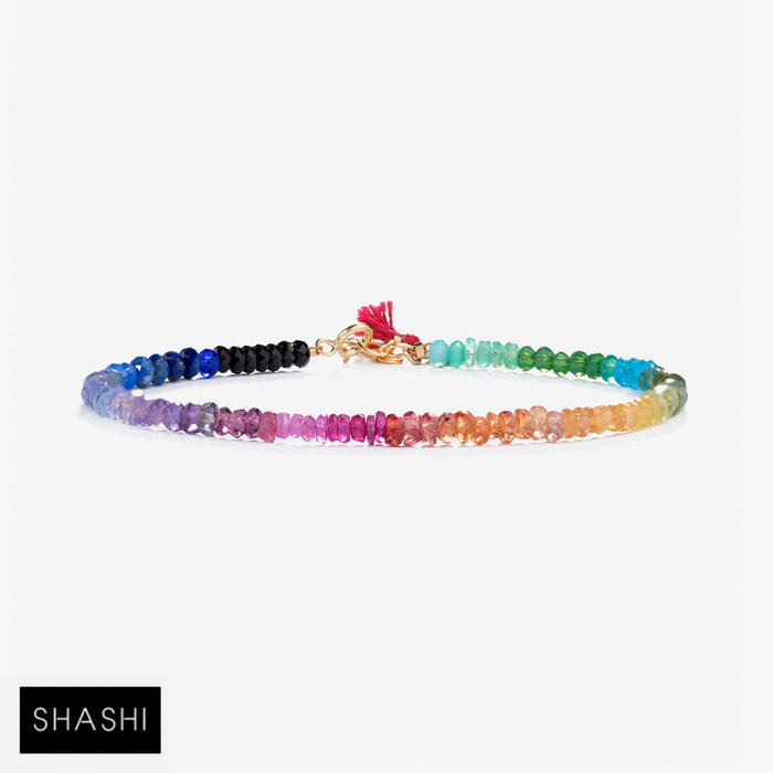 SHASHI 紐約品牌 Natasha 天然彩寶手鍊 微顆粒款 彩虹碧璽