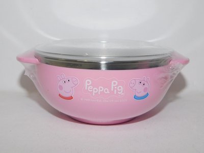 土城三隻米蟲 Peppa Pig 佩佩豬 兒童餐具 不鏽鋼 304 雙柄碗 隔熱碗  附蓋 270ml （小