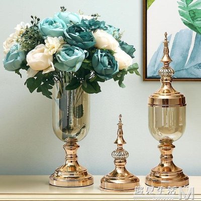 歐式花瓶擺件客廳插花干花餐桌電視櫃美式裝飾品家居家用輕奢擺設shk促銷