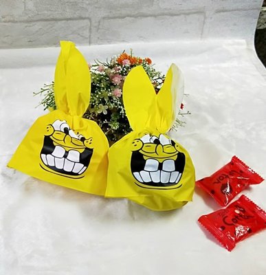 預購 現貨 黃色大眼睛兔耳朵包裝袋 1個3元 包裝袋 糖果袋 婚禮小物 二次入場 ♬胖胖小屋