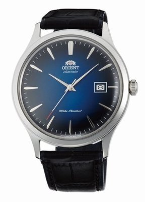 可議價ORIENT WATCH 東方DATE Ⅱ第二代深邃寶藍面銀色刻劃大格紋皮帶機械中性腕錶 型號：FAC08004D