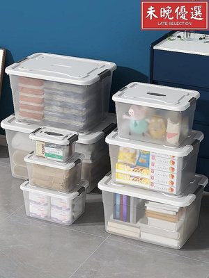 加厚透明收納箱家用衣服玩具零食后備整理箱儲物箱子塑料筐