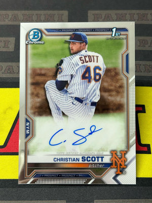 2021 Bowman Chrome Draft Christian Scott 1st Prospect Auto #CDA-CS Mets