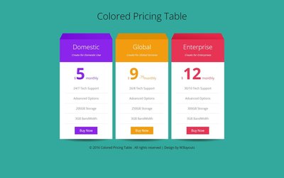 Colored Pricing Table 響應式網頁模板、HTML5+CSS3、網頁特效  #07044A