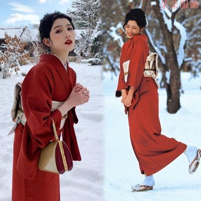 cospaly 日本 和服 傳統服飾 神明少女和服女正裝日本拍照改良紅色和風日式和服寫真攝影樓服裝