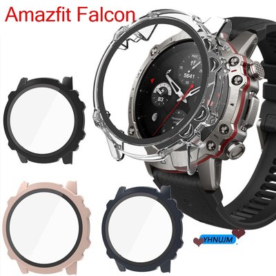 適用於 Amazfit Falcon A2029一體全包保護殼 PC+鋼化玻璃膜保護套 華米Falcon充電口防塵塞