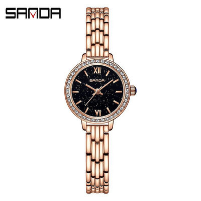 現貨女士手錶腕錶SANDA三達1095皮帶/鋼帶錶小巧女士石英手錶鑲鉆創意女款一件
