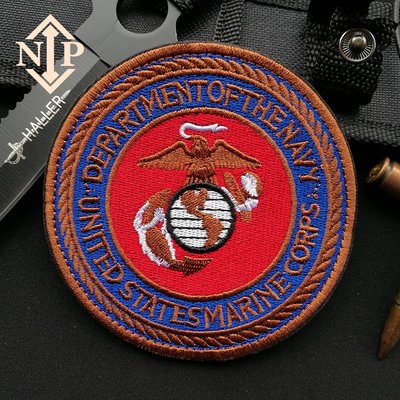 NIP軍迷刺繡個性魔術貼男戰術背包士氣章 美國海軍陸戰隊圓形臂章