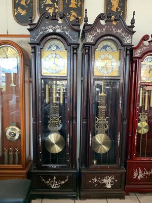 桃園國際二手貨中心------大型 黑檀鑲貝 古董機械鐘 機械落地鐘  55*35*236cm