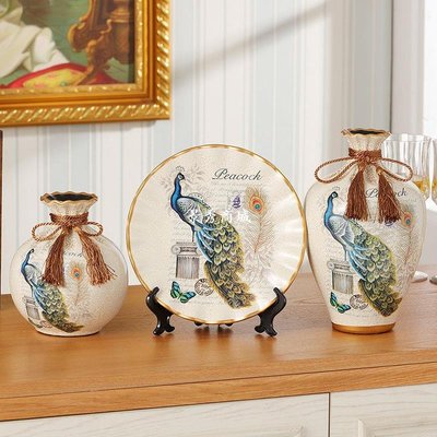 陶瓷花瓶三件套擺件家居客廳電視柜創意裝飾品玄關花瓶結婚禮品【景秀商城】