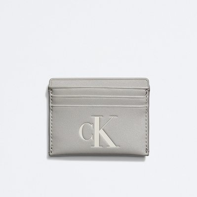 【CK皮夾館】☆【Calvin Klein 大CK LOGO壓紋名片夾/信用卡夾/零錢包】【CKW001K9】(灰色)