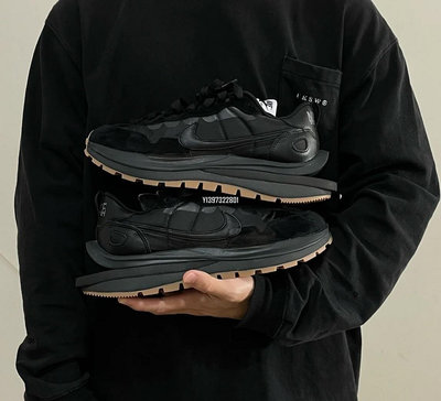 Sacai X Nike VaporWaffle 全黑 焦糖 解構 百搭男女慢跑鞋 dd1875-001公司級