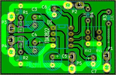 【溪州網路賣場】喇叭驅動板-擴音器驅動板 TDA2822驅動電路板設計(完整Gerber資料)