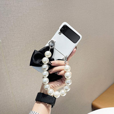 蝴蝶結手提大珍珠折疊屏適用三星ZFlip3手機殼膚感外殼新款個性4現貨手機殼SAMSUNG