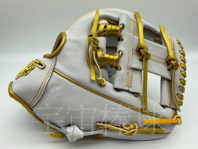 ※宇宙棒球※HI-GOLD 特殊訂製版 11.5吋 棒壘球手套 內野工字 雙夾條 獨家HG金標 白/金