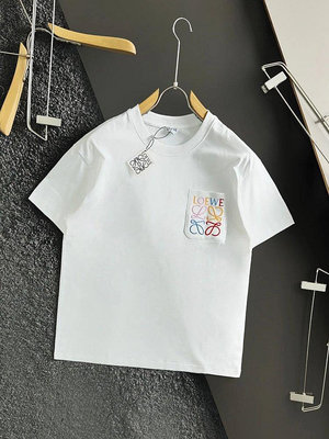 【King女王代購】LOEWE  24早春新款撞色立體刺繡短袖T恤