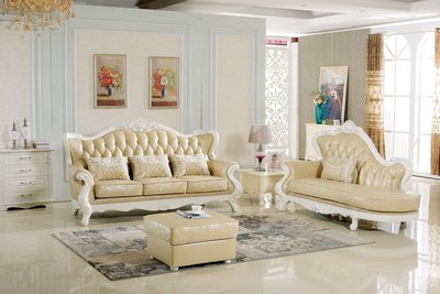 【大熊傢俱】A21 新古典 皮沙發 歐式沙發 復古沙發 布沙發 客廳組椅 木製沙發 美式沙發