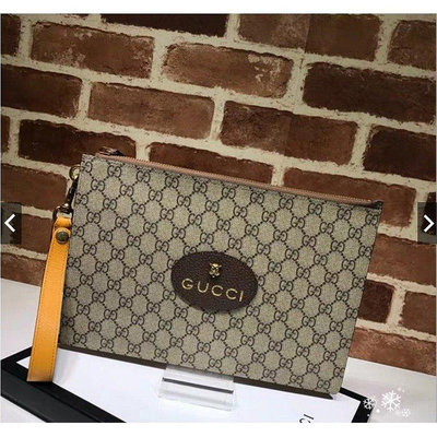 Gucci 虎頭包 Neo Vintage高級人造帆布手拿包 中性包 473956