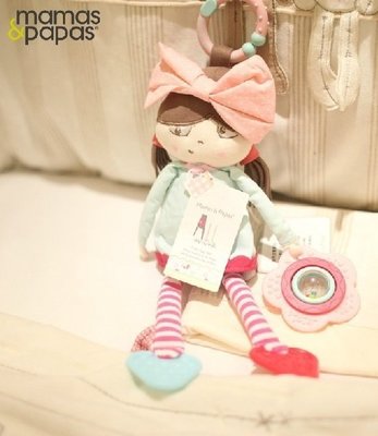 英國貴族品牌mamas&papas可愛女孩波利布娃娃安撫玩偶車床掛帶牙膠