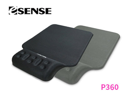 「阿秒市集」Esense P360 舒壓護腕+鼠墊(黑/銀)