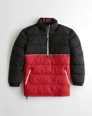 【天普小棧】HOLLISTER HCO Half-zip Puffer Jacket防風防水保暖立領鋪棉外套M/L號