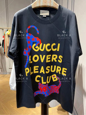 【BLACK A】Gucci 23男裝新款 花豹印花平紋針織棉質短袖T恤 黑色 價格私訊