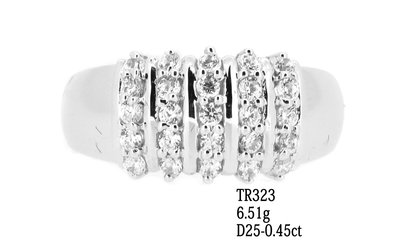 俐格鑽石珠寶批發 18K白金 鑽石戒指 線戒 婚戒指鑽戒台女戒 款號TR323 特價32,100 另售GIA鑽石裸鑽